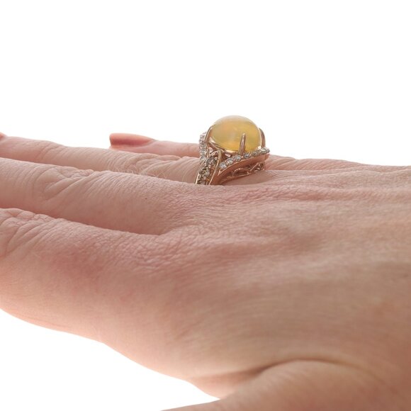 Le Vian Neopolitan Opal Diamond Ring - Rose Gold 14k Oval Cabochon 3.70ctw - Picture 4 of 7
